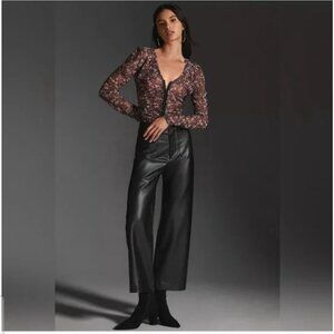 NWT Anthropologie Maeve Wide-Leg Faux Cropped Leather Pants
